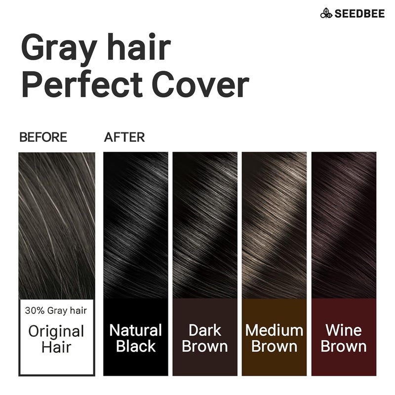 Seedbee Hair Dye Powder Mix with only Water, (No Hydrogen Peroxide or Developer), 32 Herbal Ingredients for Healthy and Shinny Hair (Wine Brown) - Image 3